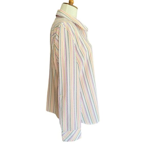 Tommy Hilfiger Striped Collared Long Sleeve Button Up Shirt Women's Sz XL - Picture 5 of 14